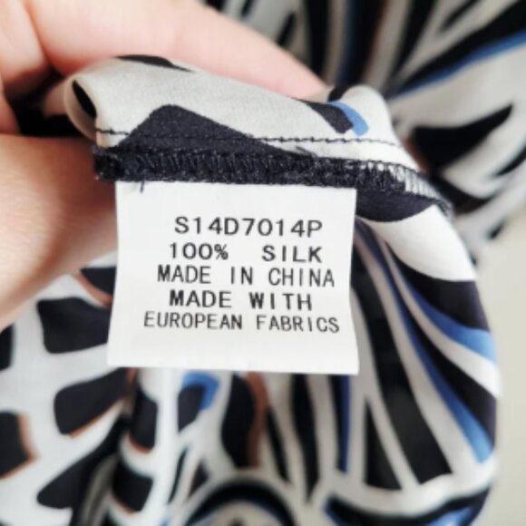 Lilli Sucre 100% Silk Knee Length Shift 3/4 Sleeve Print Dress - Picture 4 of 5